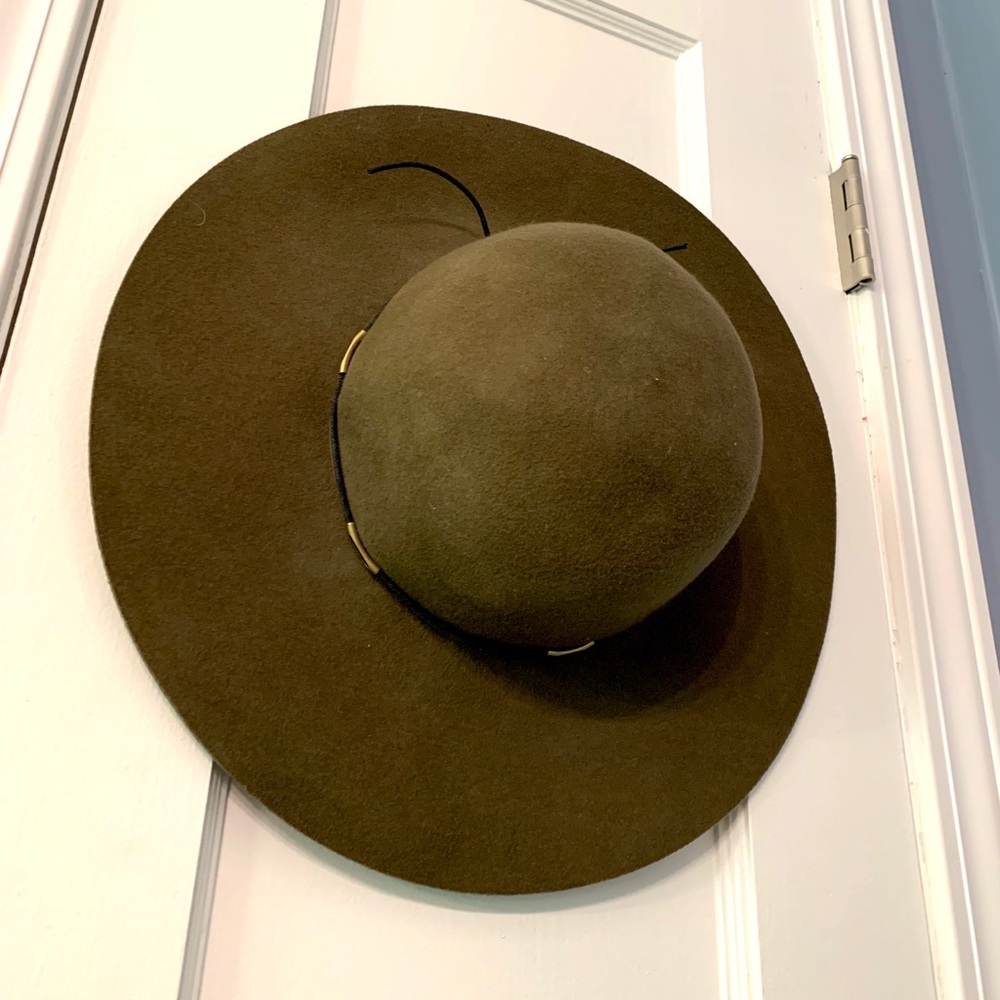 Olive Green Wide Brim Wool Hat by Scala